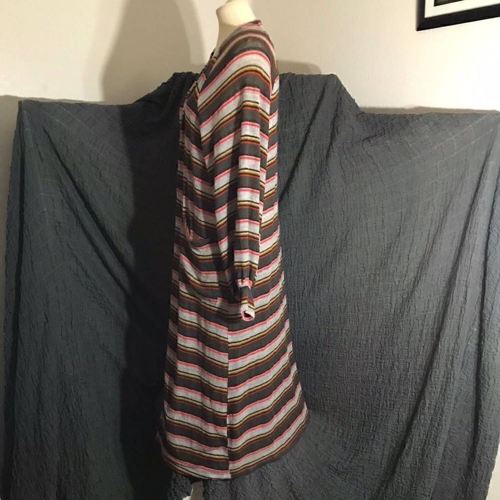 Hummingbird Stripped Cardigan Duster Size S/M - Picture 3 of 7